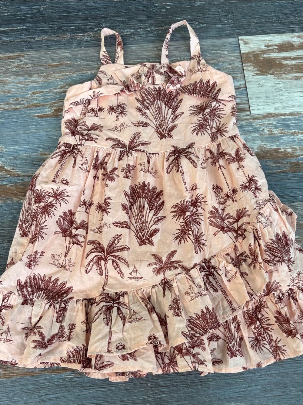 Janie and Jack Disney Girls Moana Pink and Brown Sundress size 4